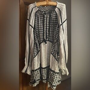 DODO BAR OR Black White Gingham Mixed-Print Dress, size L